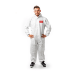 Weißer Chemikalienschutzoverall PROFI mit Reissverschluss und Kapuze für Entsorgungs-, Schleif- und Reinigungsarbeiten