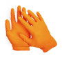 Ungepuderte, orange Einweghandschuhe aus Nitril mit Diamantstruktur